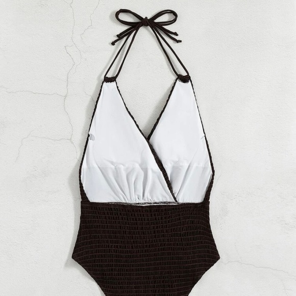 Smocked Halter Monokini One Piece Bathing Suit - Picture 5 of 8